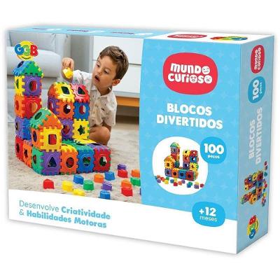 Brinquedo Educativo Blocos Divertidos 100 Peças Encaixáveis GGB Plast