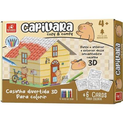 Brinquedo para Colorir Capivara Casinha 3D com 12 Gizes de Cera