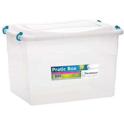 Caixa Organizadora Pratic Box 20L Plástico Empilhável com Tampa Transparente Paramount Plásticos