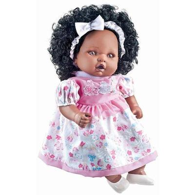 Boneca Angelina Negra 62 Frases Falante Mamadeira 48cm Milk