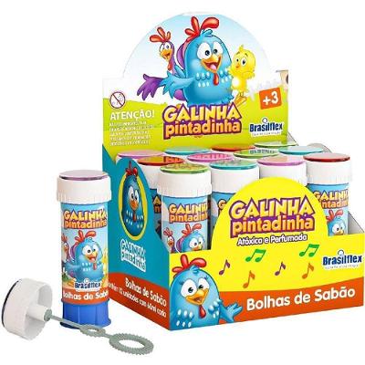 Bolha de Sabão Galinha Pintadinha 60ML com Jogo de Labirinto Amarelo Brasilflex