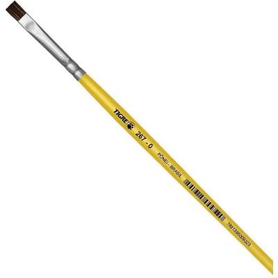 Pincel Escolar Chato 267 No 00 Pelo de Pônei Amarelo Tigre