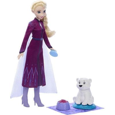 Boneca Frozen Elsa com Bebê Urso e Acessórios Azul Mattel