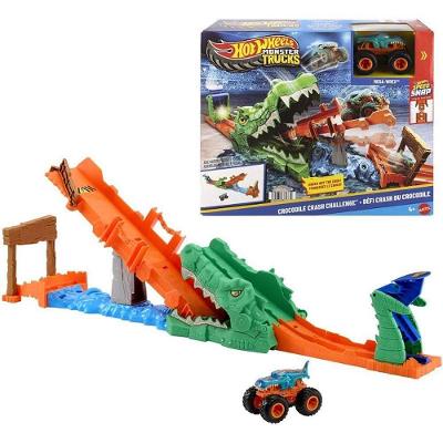 Playset Hot Wheels Monster Trucks Desafio do Crocodilo com Mega-Wrex Mattel