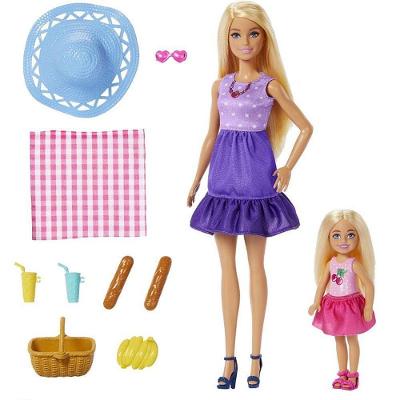 Conjunto de Bonecas Barbie Malibu e Chelsea Piquenique Mattel