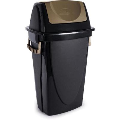 Lixeira Ecoblack 46L Plástico Basculante Preta Plasútil
