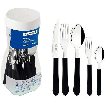 Faqueiro Tramontina Leme 20 Peças Aço Inox Cabos Polipropileno Preto