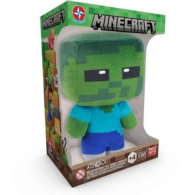 Pelúcia Minecraft Zombie 18cm Design Fiel Material Macio Estrela