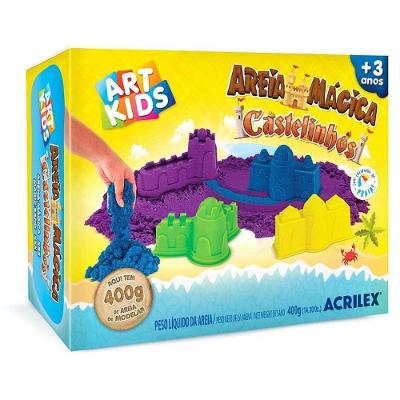 Massa de Areia Castelos 400g com 4 Moldes de Castelinhos Acrilex