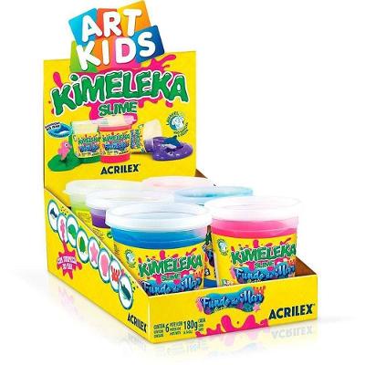Kit Slime Kimeleka Fundo do Mar 180g Surpresa Colecionável 6 Potes Acrilex