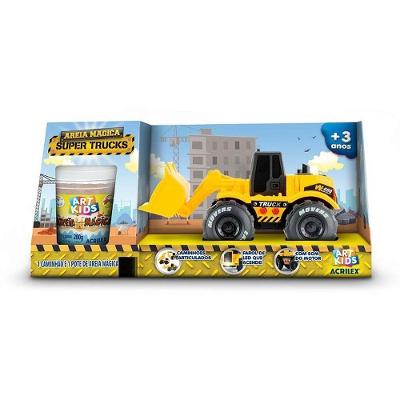 Kit Areia Mágica 200g com Caminhão Escavadeira Luz e Som Acrilex