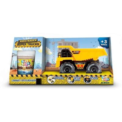 Kit Areia Mágica 200g Caminhão Caçamba Super Truck Luz e Som Acrilex