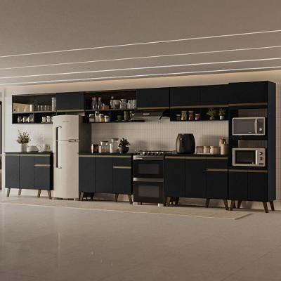 Cozinha Atlanta Rise 20 Portas 3 Gavetas MDP 495CM Preto Móveis Carraro