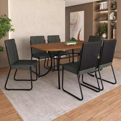 Conjunto Atena 6 Lugares Tampo MDP Preto 160CM Móveis Carraro