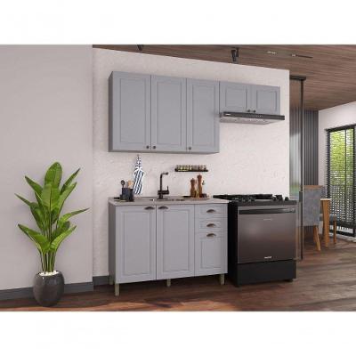 Conjunto de Cozinha 3 Peças 3 Portas 2 Gavetas MDF Titânio Amoudi Móveis