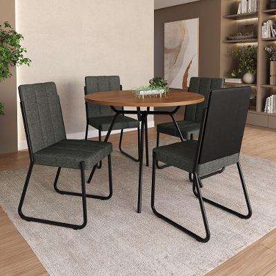 Conjunto de Jantar Argelia 4 Lugares MDP Freijó Preto Móveis Carraro