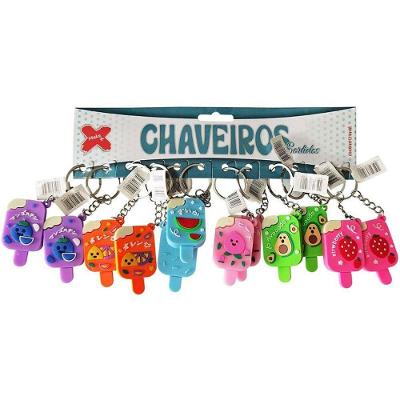 Chaveiro Picolé 5cm Blister com 12 Unidades Colorido