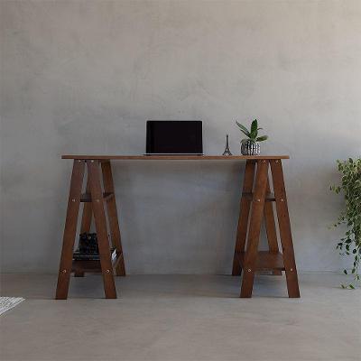Mesa com Cavaletes Retangular Moderno Madeira Maciça 120CM Amadeirado Cubomob