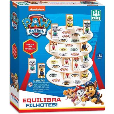 Jogo Educativo Patrulha Canina Equilibra Filhotes Blocos de Madeira Nig Brinquedos