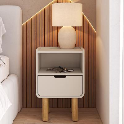 Mesa de Cabeceira Luara 1 Gaveta MDF-MDP Moderno Off White Mpozenato