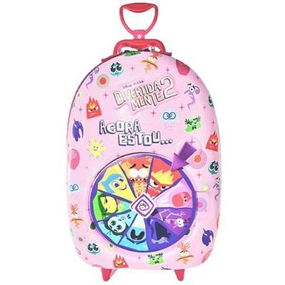 Mochila Infantil com Rodinha Divertidamente Roleta Alça Retrátil Rosa Maxtoy