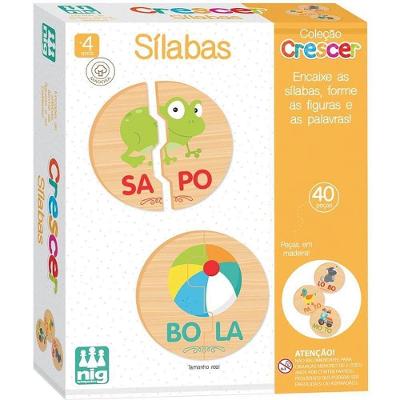 Brinquedo Educativo Sílabas em Madeira 40 Peças Nig Brinquedos