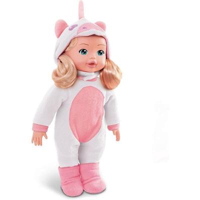 Boneca Lari And Me Unicórnio 34cm Vinil Macio com Touca Branco Roma
