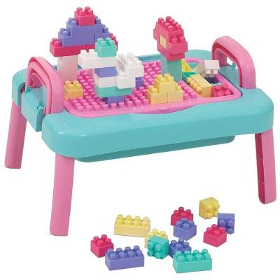 Mesa de Montar Mercoblocks Charmosa 64 Peças 2 em 1 Mercotoys
