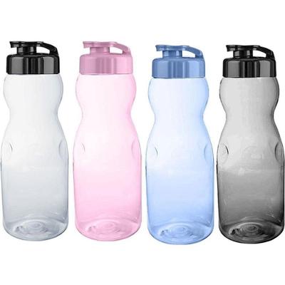 Kit 4 Garrafas Veneza 1000ML Tampa Flip PET Sortidas Azul Rosa Fumê Transparente Tiba