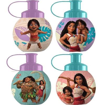 Kit 4 Squeezes Moana Bolinha 250ML Plástico PE Infantil Azul Tiba