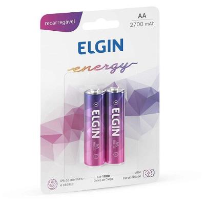 Pilha Recarregável Elgin AA 2700MAH 1.2V Blister com 2 Unidades
