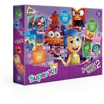 Kit Quebra-cabeça Divertidamente 3 em 1 com Dominó e Memória Toyster