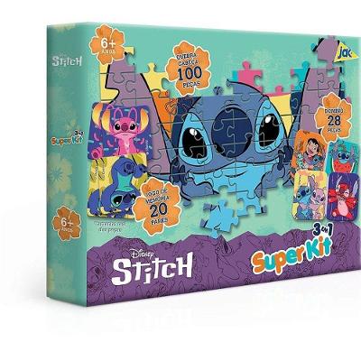 Kit de Jogos Stitch 3 em 1 Quebra-Cabeça Dominó e Memória Toyster