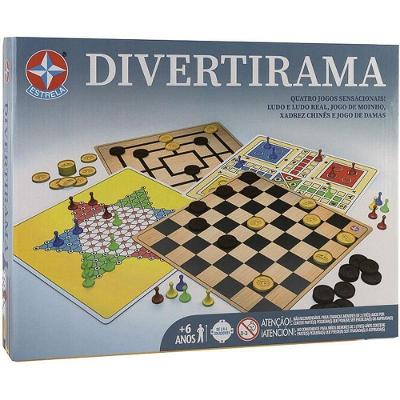 Jogo de Tabuleiro Divertirama 4x1 com 5 Jogos em um Estrela