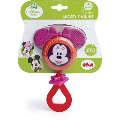 Chocalho com Mordedor Minnie para Bebê Som Suave Elka