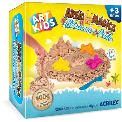 Massa de Areia Mágica Brincando na Praia 400g com Moldes Acrilex