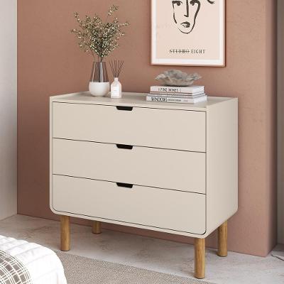 Cômoda Luara 3 Gavetas MDF-MDP Pé Torneado Off White Mpozenato