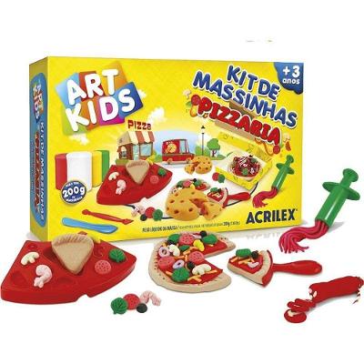 Kit Massa para Modelar Art Kids Pizzaria 200g com Acessórios Acrilex