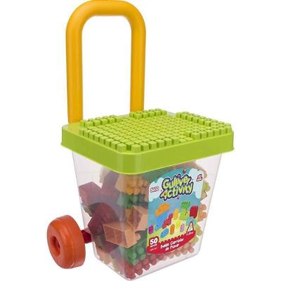 Brinquedo de Montar Balde Carrinho de Puxar 50 Peças Gulliver