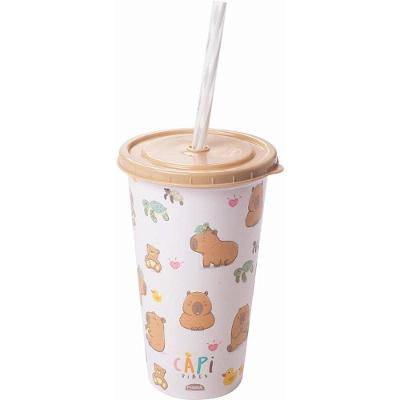 Copo Decorado Capivara Refri Fun 500ML Plástico Transparente Plasútil