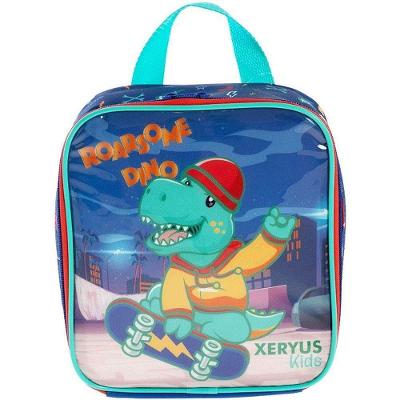 Lancheira Térmica Dino Skate Poliéster 420D com PVC Infantil Xeryus
