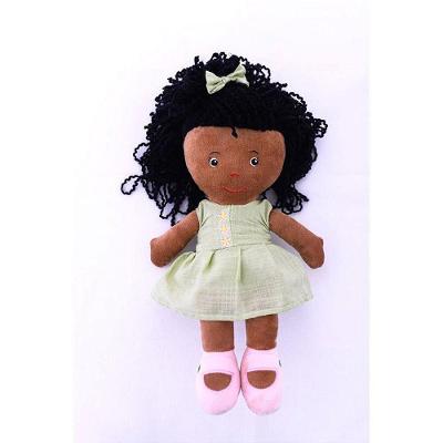 Pelúcia Boneca Laura 32cm Cabelo Afro Antialérgica Representatividade Zip