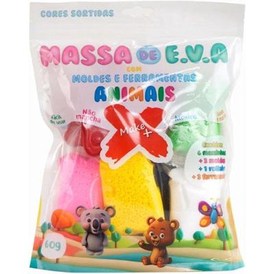 Massa de Modelar EVA Animais com Molde 60g Atóxica