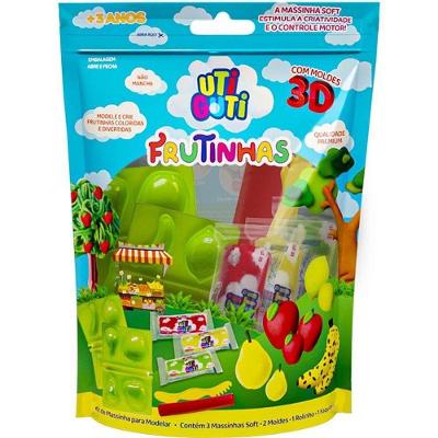 Kit Massa de Modelar Frutinhas 7 Peças com Forminhas 3D Utiguti