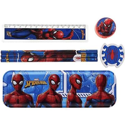 Kit Escolar Molin do Brasil Spider-Man 7 Peças com Estojo Metálico