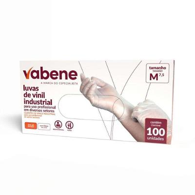 Luva Descartável Vabene Vinil sem Pó Transparente 100 Unidades
