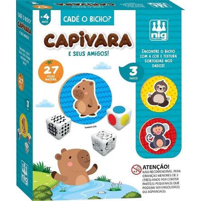 Brinquedo Educativo Cadê o Bicho Capivara 27 Peças Madeira Reciclada Nig