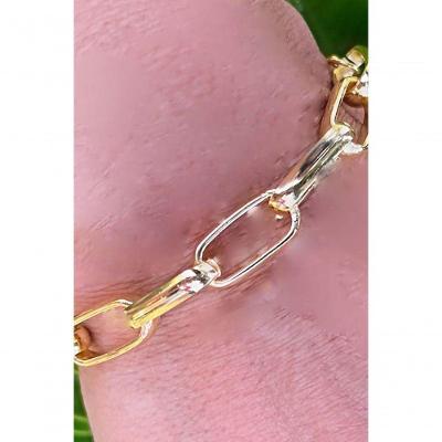 Pulseira Floratta Joias Elos Intercalados Banhada em Ouro 18K Dourado