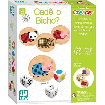 Brinquedo Educativo Cadê o Bicho Madeira Reciclada 27 Peças Nig Brinquedos