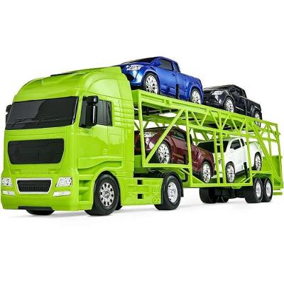Caminhão Cegonheira Voyager 64cm com 4 Caminhonetes Rampa Móvel Roma